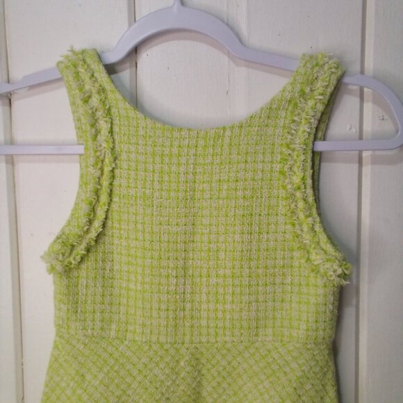 Zara Dress Girls 8 Sleeveless Tweed Raw Rem Green - Picture 4 of 16
